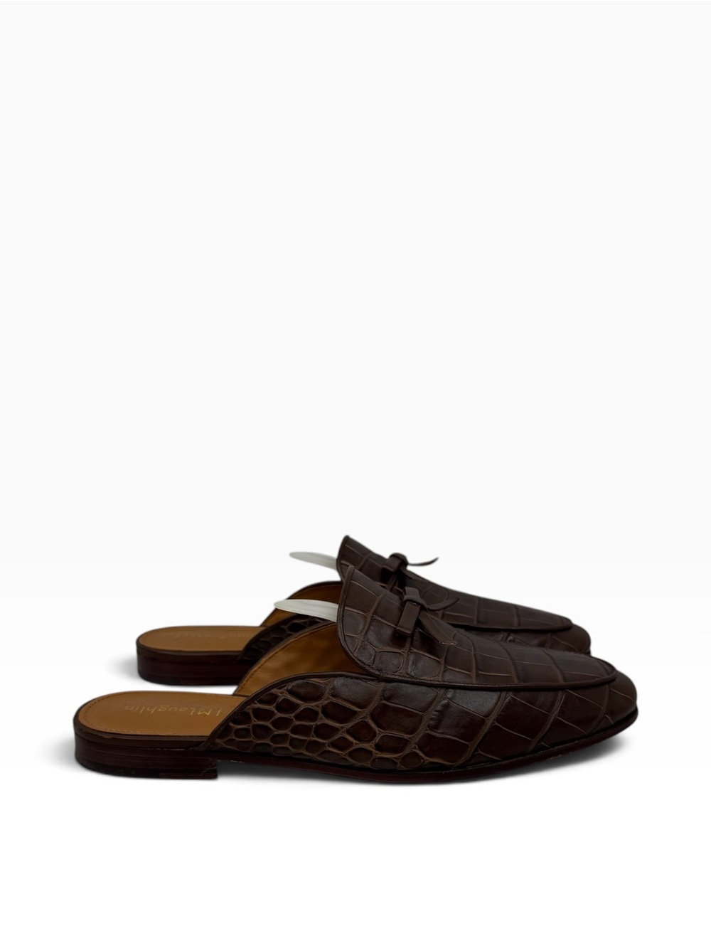 J. McLaughlin Georgina Brown Croc-Embossed Leather Mule Loafers Women’s Sz 8